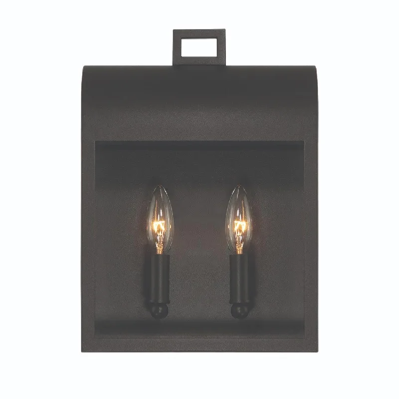 Industrial Ceiling - Mounted Lighting for Assembly PlantsSoyar 14 In. 2 Lights Outdoor Wall Light Satin Black Finish