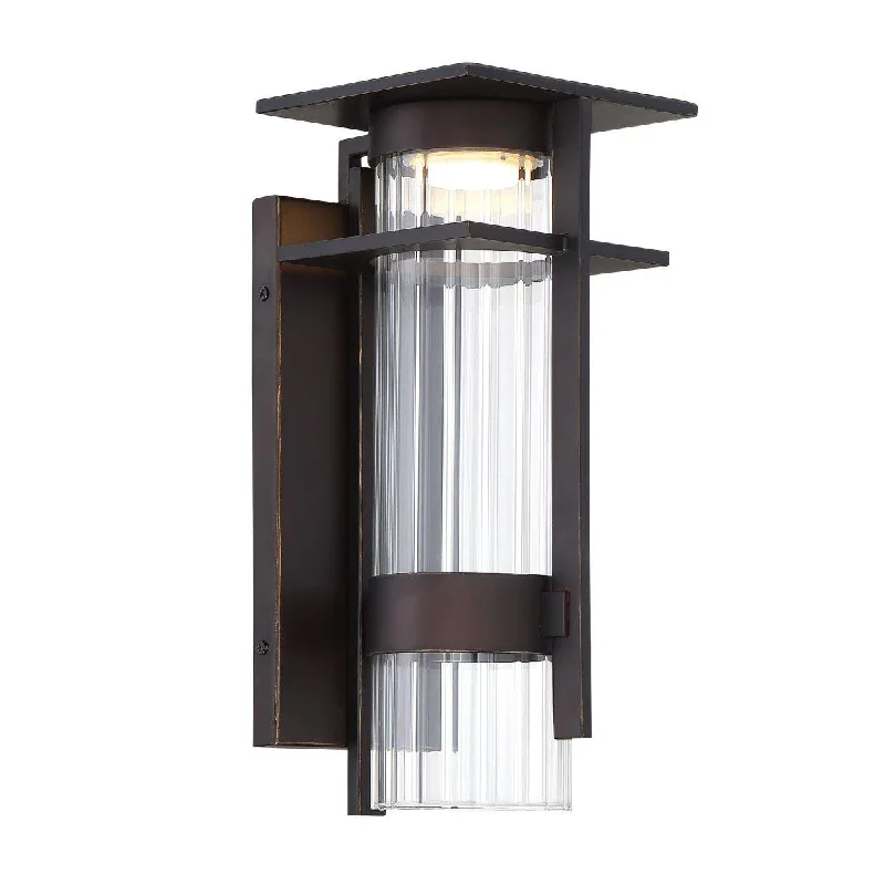 Industrial Exit Sign Lighting for Quick EvacuationKittner 14 in. LED Outdoor Wall Sconce Oil Rubbed Bronze & Gold Finish