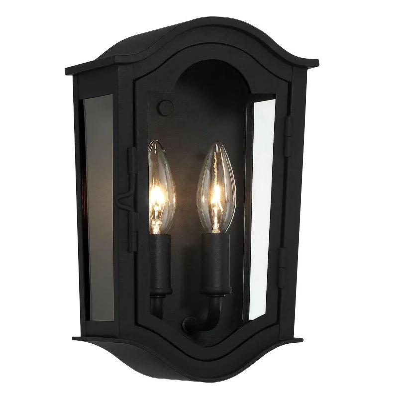 Industrial Flood Lighting for Outdoor Loading DocksHoughton Hall 11 in. 2 Lights Outdoor Wall Lantern Black Finish