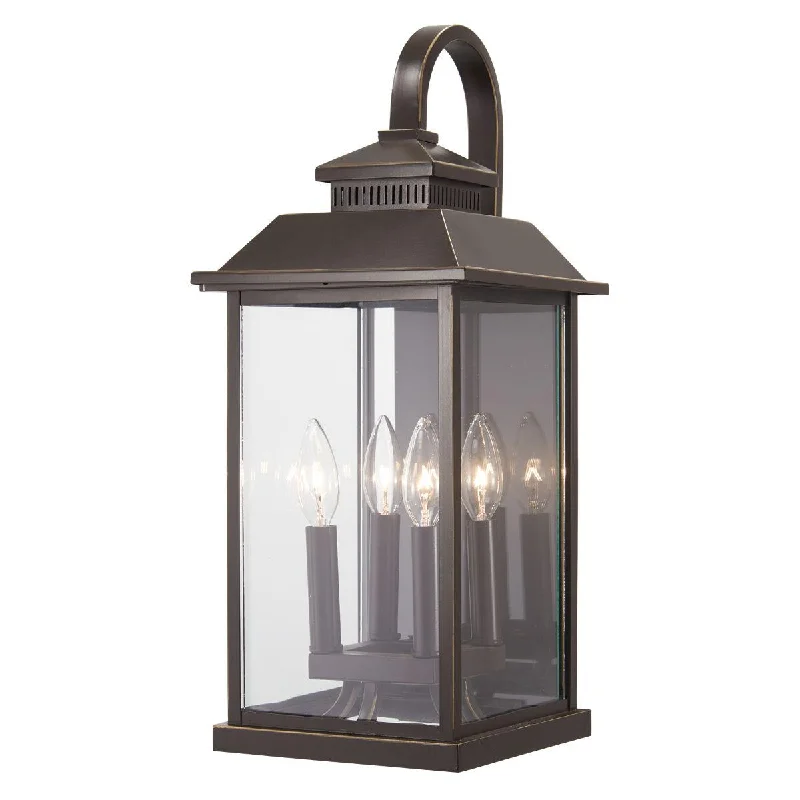 Industrial Lighting for Textile MillsMiner's Lof 21 in. 4 Lights Outdoor Wall Lantern Oil Rubbed Bronze & Gold Finish