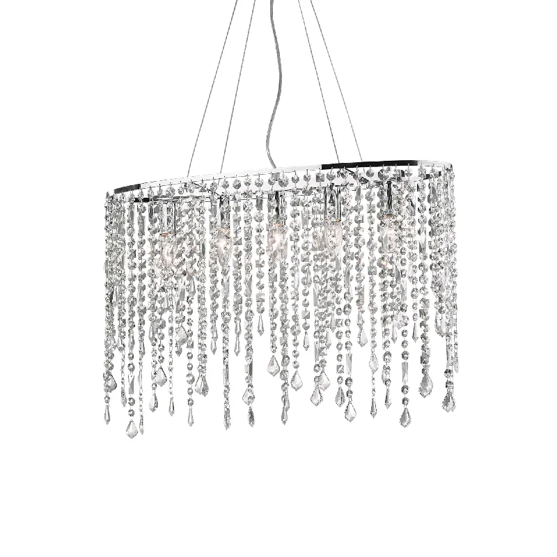 Track lighting with a brushed nickel finishRain Centre Ceiling Light - Crystal Finish