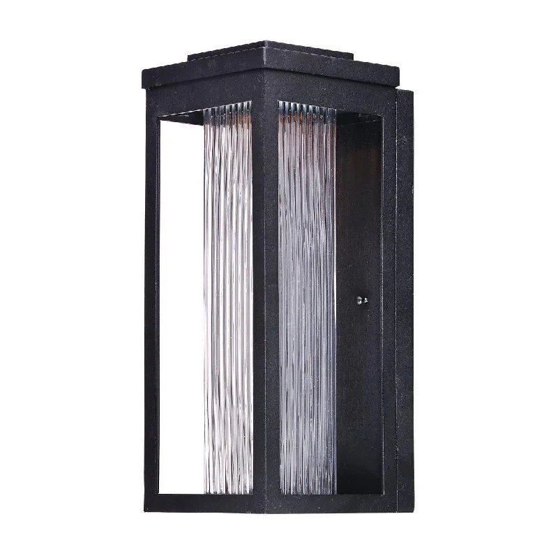 Low - Bay Industrial Lighting Fixtures for Small FactoriesSalon LED 15 In. LED Outdoor Wall Sconce 840 Lumens Clear Ribbed Glass Black Finish