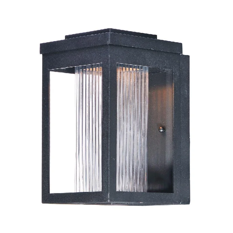 Durable Industrial Lighting for Harsh EnvironmentsSalon LED 10 In. LED Outdoor Wall Sconce 560 Lumens Clear Ribbed Black Finish