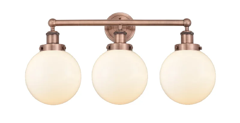 Industrial Lighting for Woodworking FactoriesEdison Three Light Bath Vanity