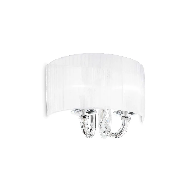 Track lighting for updating office lobbiesart deco wall lamps with geometric patterns for a retro - inspired bathroomSwan Wall Light Fitting - White & Crystal Finish