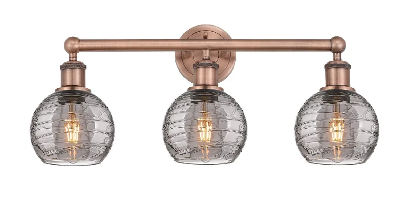 Industrial Lighting for Furniture FactoriesEdison Three Light Bath Vanity