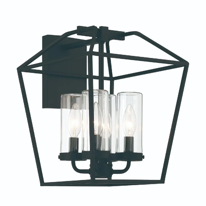 Industrial Lighting for Furniture FactoriesBastille 14 In. 4 Lights Outdoor Wall Sconce Satin Black Finish