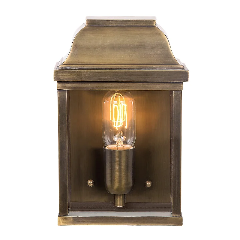 Rustic track lighting for farmhouse decorVictoria Wall Lantern – Aged Brass/Verdigris Finish