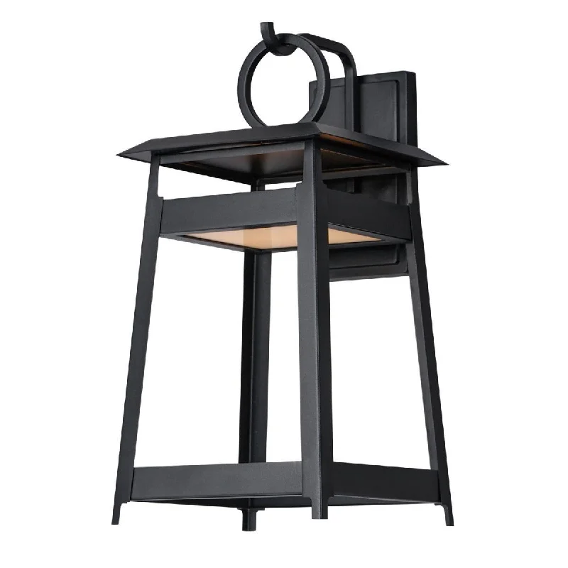 Industrial Exit Sign Lighting for Quick EvacuationPagoda 19 in. 2 Lights LED Outdoor Wall Sconce Black Finish