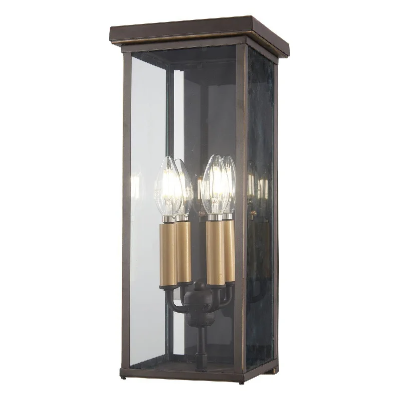 Industrial Lighting for Textile MillsCasway 17 In. 4 Lights Outdoor Wall Lantern Oil Rubbed Bronze & Gold Finish