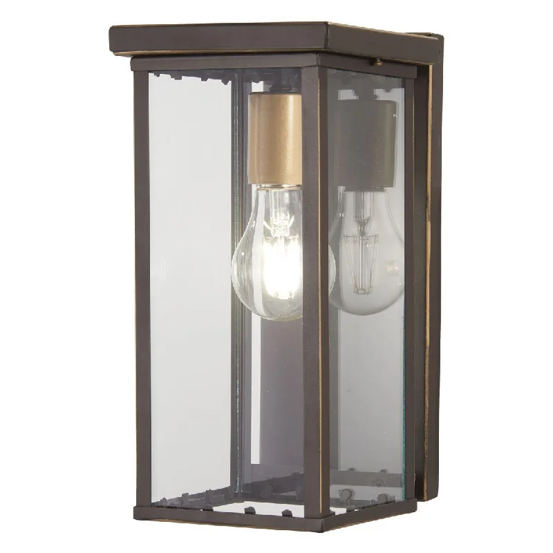 Industrial Lighting for Metal Fabrication ShopsCasway 11 in. Outdoor Wall Lantern Oil Rubbed Bronze & Gold Finish