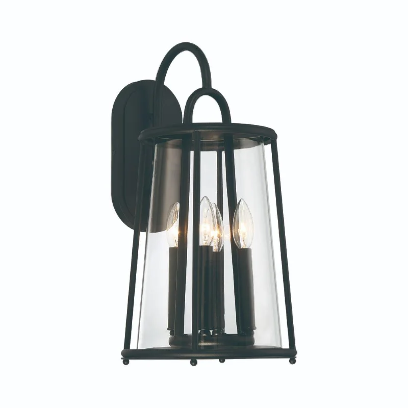 Corrosion - Resistant Industrial Lighting for Coastal FactoriesDaulle 19 In. 4 lights Outdoor Wall Sconce Satin Black Finish