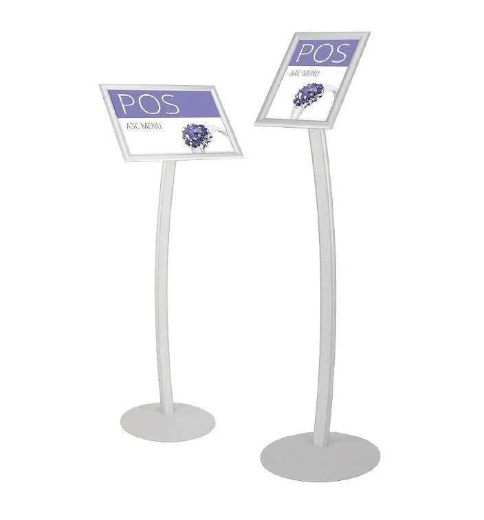 Track lighting with adjustable armsCurved Menu Stand (A4 and A3)