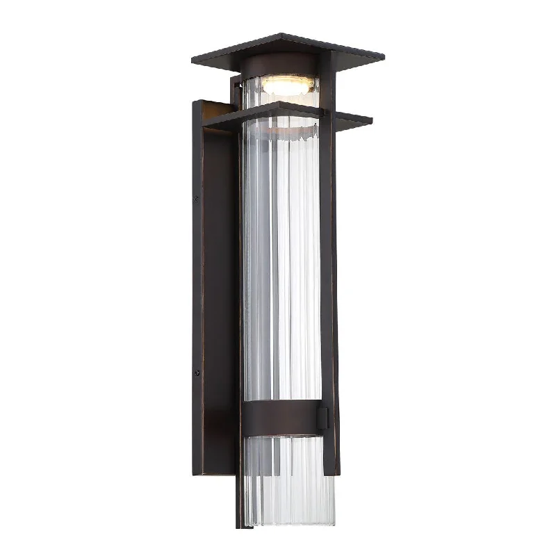 Industrial Pendant Lighting for Machine ShopsKittner 21 in. LED Outdoor Wall Sconce Oil Rubbed Bronze & Gold Finish
