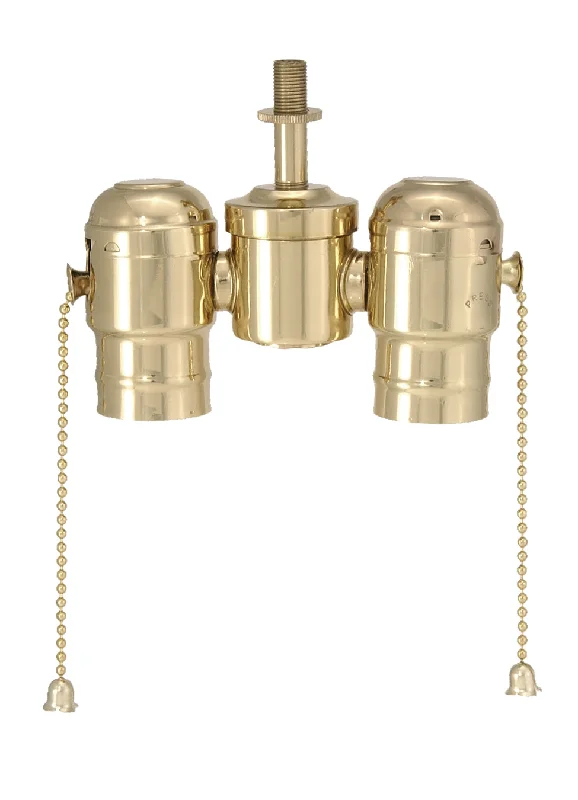 Chandeliers with Metal Frames in Copper FinishChandeliers with Metal Frames in Copper Finish2-lite Cluster w Pull-chain Sockets Polished Brass