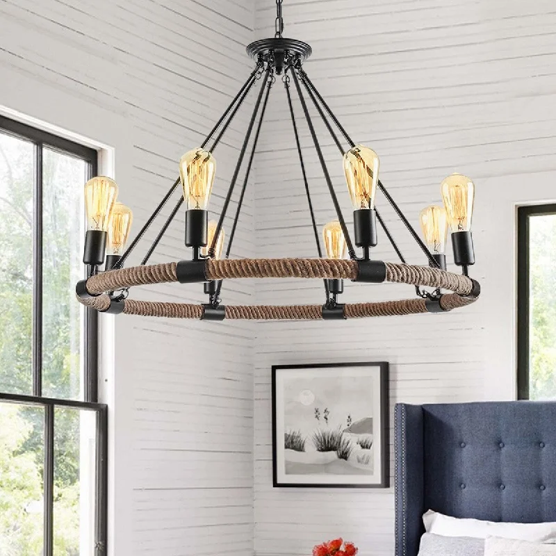 Large Chandeliers for Grand Halls and FoyersLarge Chandeliers for Grand Halls and Foyers8 - Light Unique Wagon Wrheel Chandelier