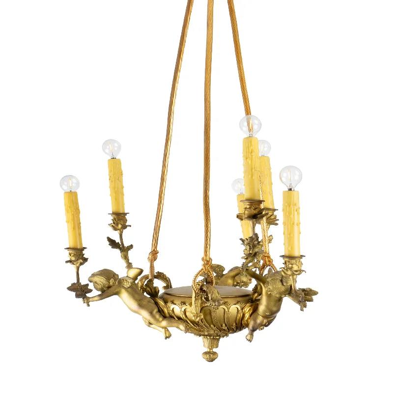 Chandeliers with Venetian Glass for a Luxurious LookChandeliers with Venetian Glass for a Luxurious LookA FRENCH GILT BRONZE SIX LIGHT FIGURAL 'FLYING CHERUB' CHANDELIER, 19TH CENTURY