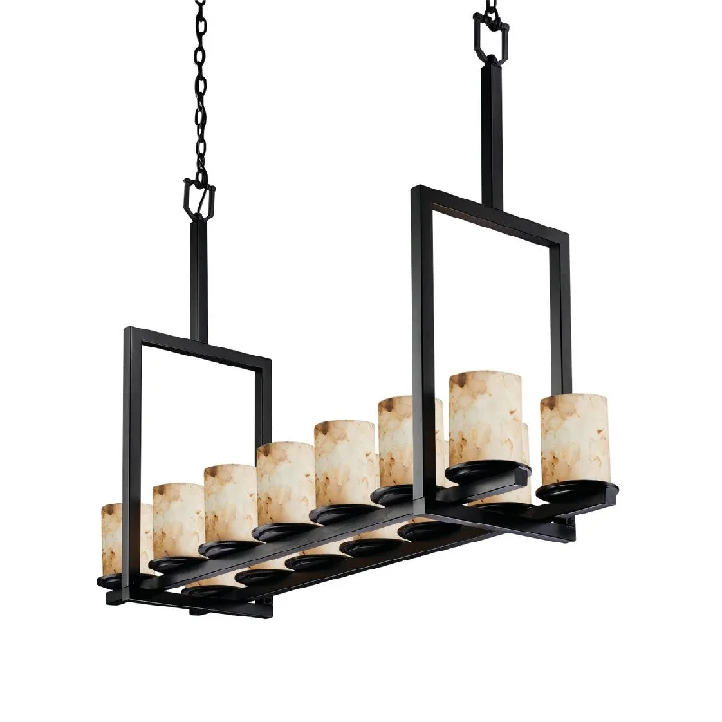 Art Deco Chandeliers for a Retro - Glam LookArt Deco Chandeliers for a Retro - Glam LookAlabaster Rocks! Dakota Matte Black Bridge Chandelier (Tall), Alabaster Rocks Cylinder w/ Flat Rim Shade