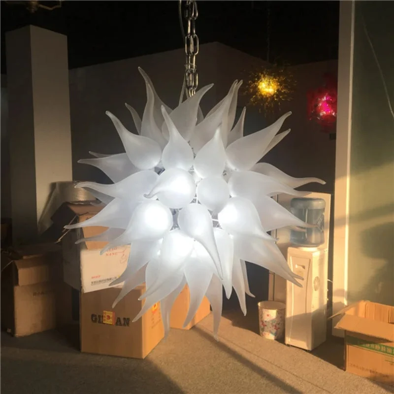 Ceiling - Mounted Chandeliers for Standard CeilingsCeiling - Mounted Chandeliers for Standard CeilingsModern Blown Glass Chandelier White Frosted Glass