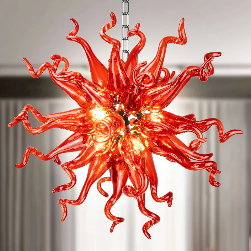 Victorian - Inspired Chandeliers with Ornate DetailsVictorian - Inspired Chandeliers with Ornate DetailsSputnik Blown Glass Chandelier Red Color D20inch