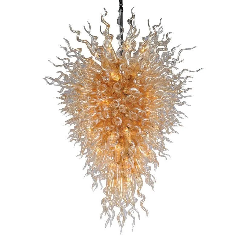 Chandeliers for High Ceilings to Fill Vertical SpaceChandeliers for High Ceilings to Fill Vertical SpaceBlown Glass Chandelier Chihuly Style Electroplating Amber Golden