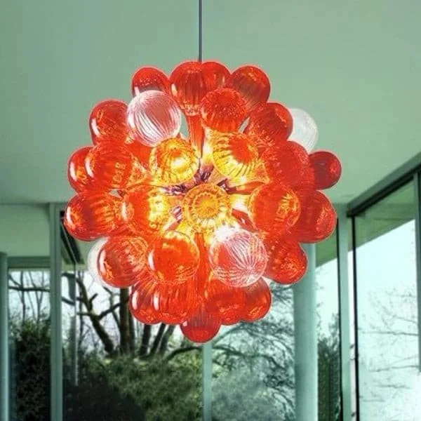 Large Chandeliers for Grand Halls and FoyersLarge Chandeliers for Grand Halls and FoyersBlown Glass Bubbles Chandelier Red Ruby Like