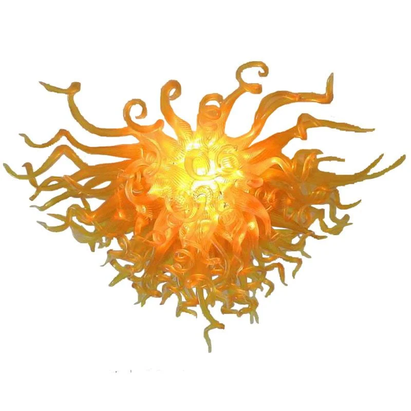 Chandeliers for High Ceilings to Fill Vertical SpaceChandeliers for High Ceilings to Fill Vertical SpaceSolar Flare Blown Glass Chandelier Chihuly Style Amber Orange