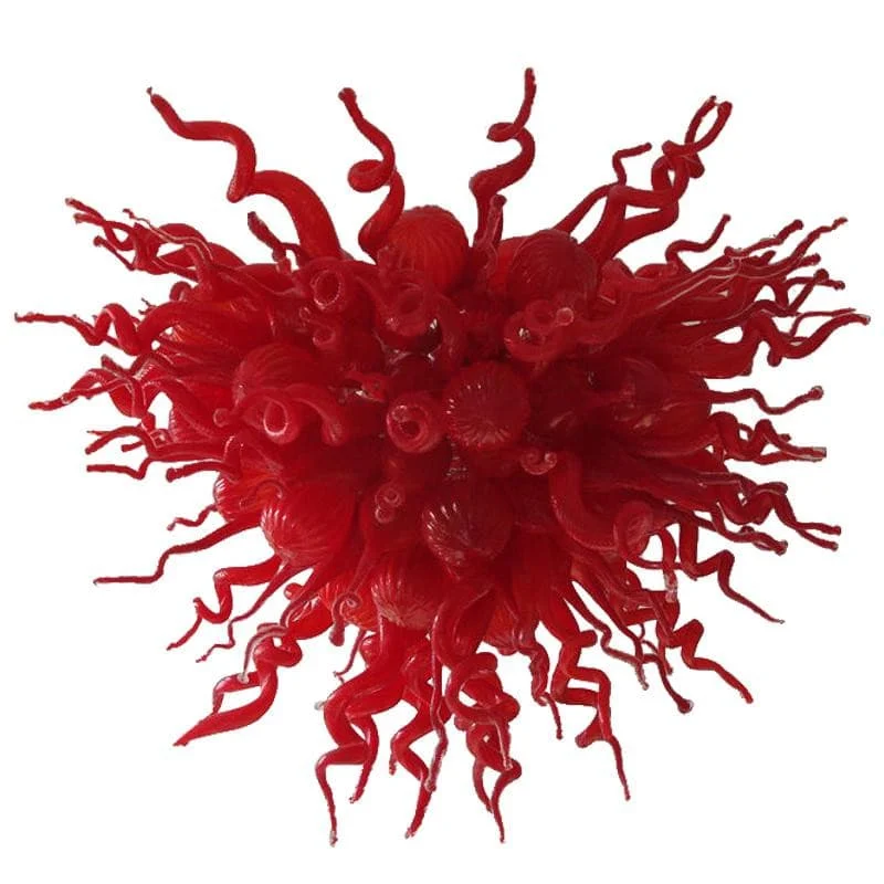 Chandeliers with Adjustable Height for Custom InstallationChandeliers with Adjustable Height for Custom InstallationChihuly Type Blown Glass Chandelier Dark Red Color