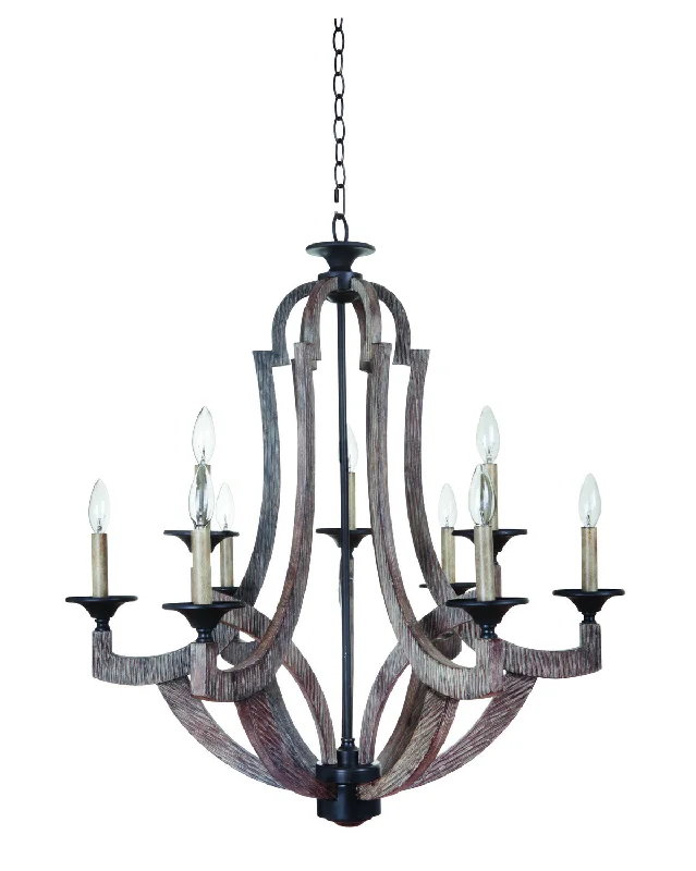 Chandeliers with Metal Frames in Black FinishChandeliers with Metal Frames in Black FinishCraftmade Winton 35129-WP Chandelier Light - Weathered Pine