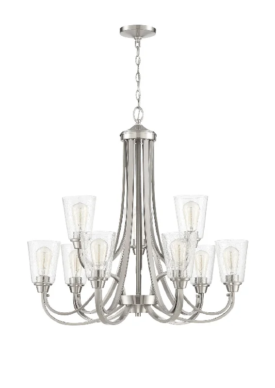 Chandeliers with Colored Glass for a Splash of ColorChandeliers with Colored Glass for a Splash of ColorCraftmade Grace 41929-BNK-CS Chandelier Light - Brushed Polished Nickel