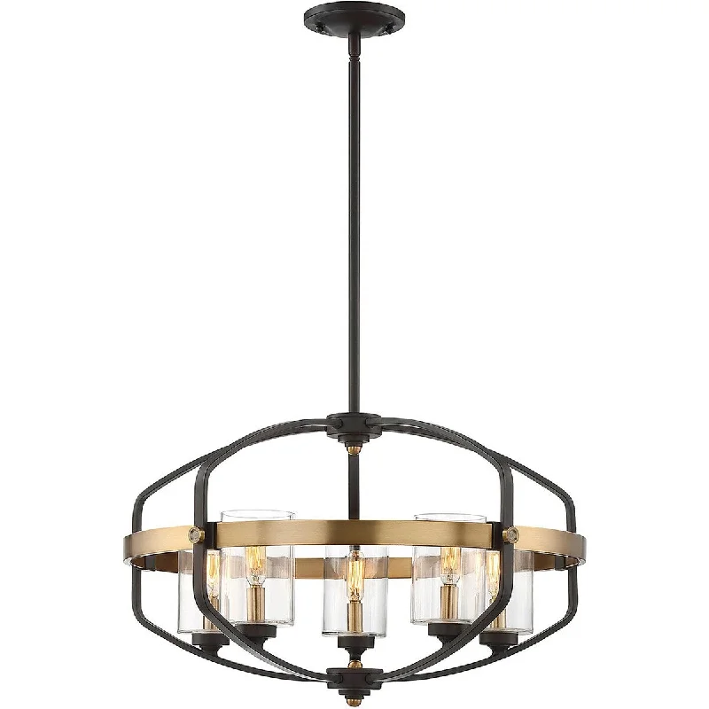 Chandeliers with Pendant Lights for a Stylish LookChandeliers with Pendant Lights for a Stylish LookDeiter Oil Rubbed Bronze+Brass 5-Light Open Metal Cage Chandelier with Clear Glass Cylinder Shades