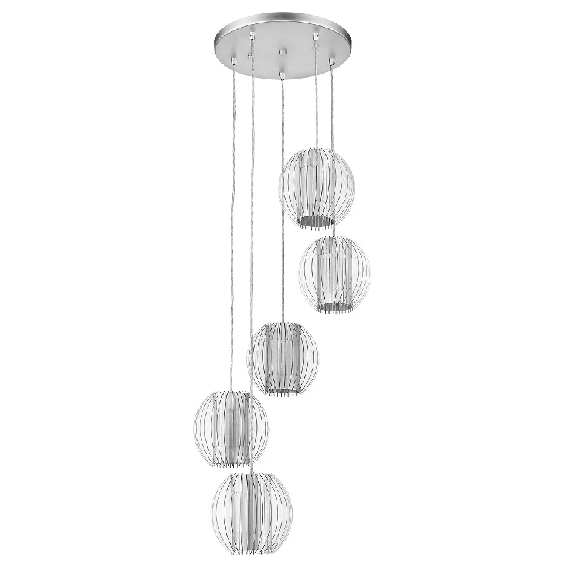 Chandeliers with Adjustable Arms for Directional LightingChandeliers with Adjustable Arms for Directional LightingFive Light Acrylic and Steel Shade Hanging Globe Light By Homeroots
