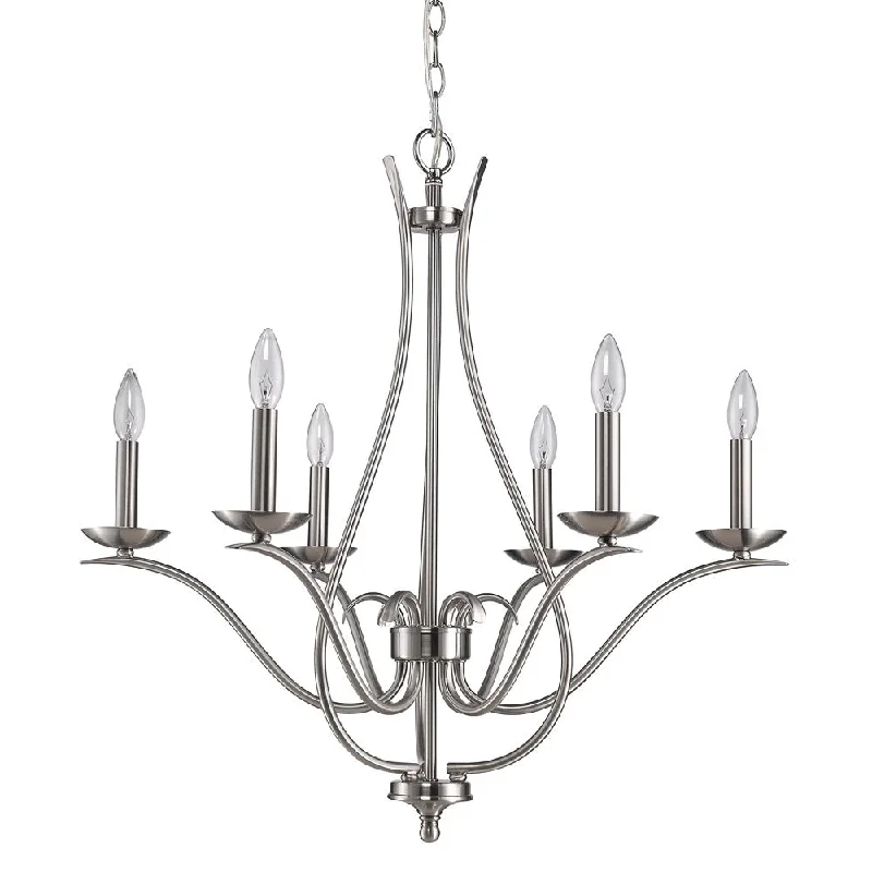 Victorian - Inspired Chandeliers with Ornate DetailsVictorian - Inspired Chandeliers with Ornate DetailsGenevieve 5-Light Satin Nickel Chandelier By Homeroots