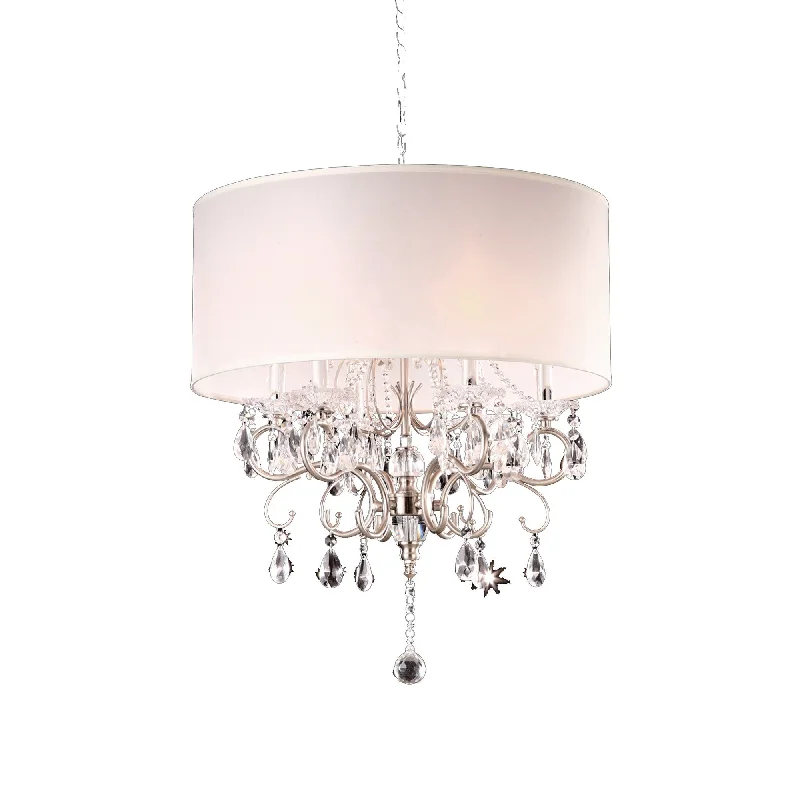 Chandeliers for Living Rooms to Create a Focal PointChandeliers for Living Rooms to Create a Focal PointGlam Silver Crystals and White Shade Chandelier By Homeroots