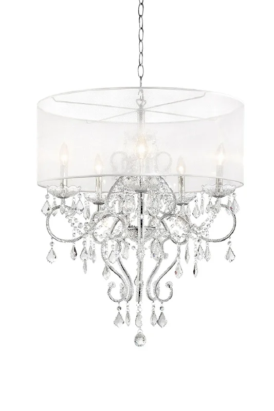 Chandeliers with Clear Crystal for a Sparkling EffectChandeliers with Clear Crystal for a Sparkling EffectGlam Silver Faux Crystal Hanging Celing Lamp with See Thru Shade By Homeroots