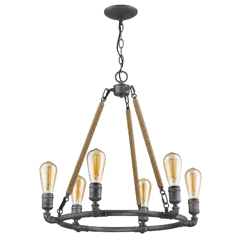 Art Deco Chandeliers for a Retro - Glam LookArt Deco Chandeliers for a Retro - Glam LookGrayson 6-Light Antique Gray Chandelier With Jute Wrapped Uprights By Homeroots