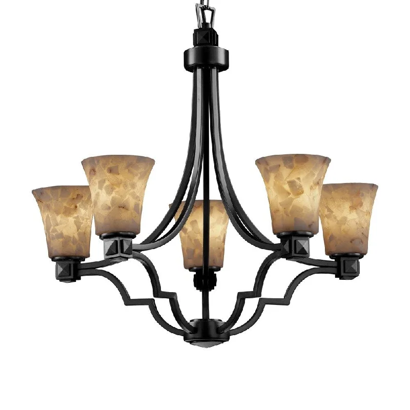 Chandeliers with Metal Frames in Gold FinishChandeliers with Metal Frames in Gold FinishJustice Design Alabaster Rocks Argyle 5-light Dark Bronze Chandelier, Round Flared Shade