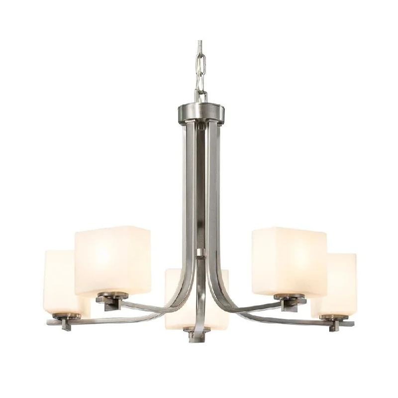 Traditional Brass Chandeliers for Classic InteriorsTraditional Brass Chandeliers for Classic InteriorsJustice Design Fusion Era 5-light Brushed Nickel Chandelier, Opal Rectangle Shade - Brushed Nickel