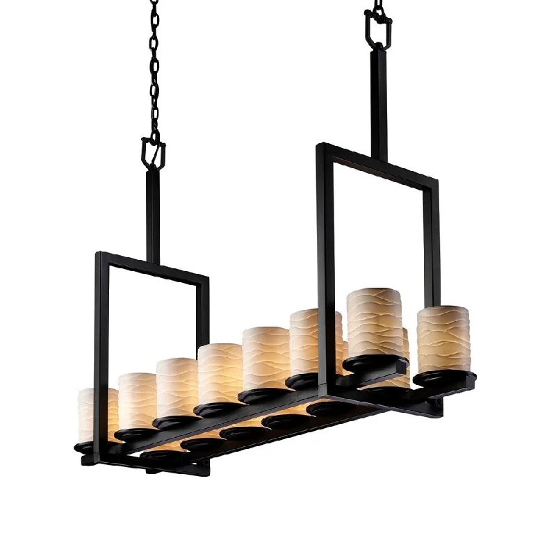 Chandeliers for Living Rooms to Create a Focal PointChandeliers for Living Rooms to Create a Focal PointJustice Design Limoges Dakota Matte Black 14-light 34 inch Chandelier, Waves Cylinder with Flat Rim Shade