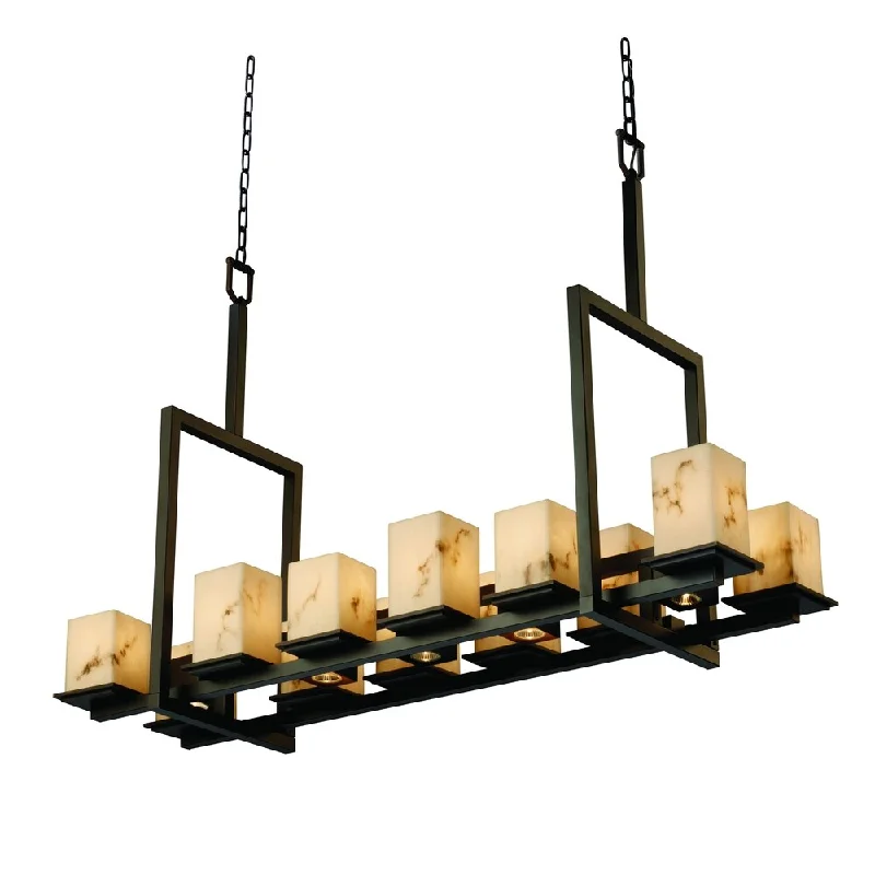 Chandeliers with Sputnik - Style Design for a Futuristic VibeChandeliers with Sputnik - Style Design for a Futuristic VibeJustice Design LumenAria Montana Dark Bronze Chandelier, Tall Faux Alabaster Square Shade