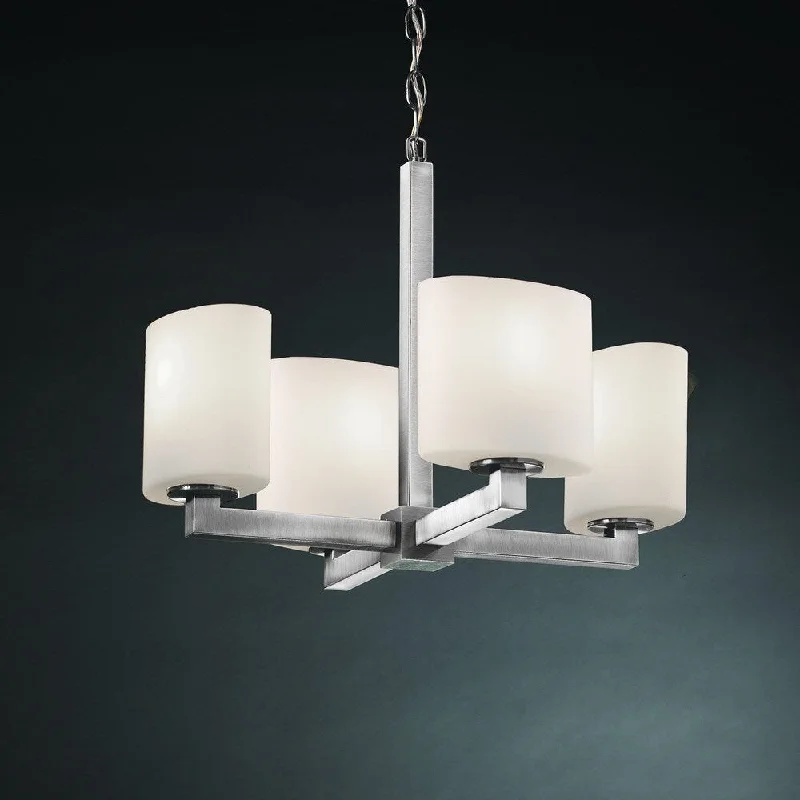 Victorian - Inspired Chandeliers with Ornate DetailsVictorian - Inspired Chandeliers with Ornate DetailsJustice Design Modular 4-Light Halogen Chandelier, Nickel