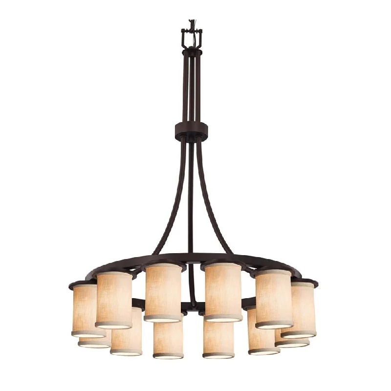 Chandeliers with Sputnik - Style Design for a Futuristic VibeChandeliers with Sputnik - Style Design for a Futuristic VibeJustice Design Textile Dakota 12-light Dark Bronze Downlight Chandelier, Tall Cream Cylinder w/ Flat Rim Shade