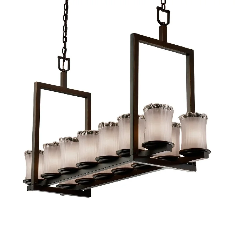 Chandeliers for Low Ceilings to Avoid OvercrowdingChandeliers for Low Ceilings to Avoid OvercrowdingJustice Design Veneto Luce Dakota Dark Bronze 14-light Chandelier, Short White Frosted Cylinder with Rippled Rim Shade