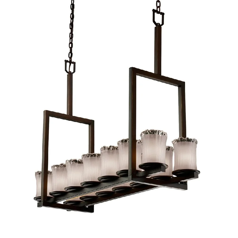Minimalist Chandeliers for Sleek and Simple InteriorsMinimalist Chandeliers for Sleek and Simple InteriorsJustice Design Veneto Luce Dakota Dark Bronze 14-light Chandelier, Tall White Frosted Cylinder with Rippled Rim Shade