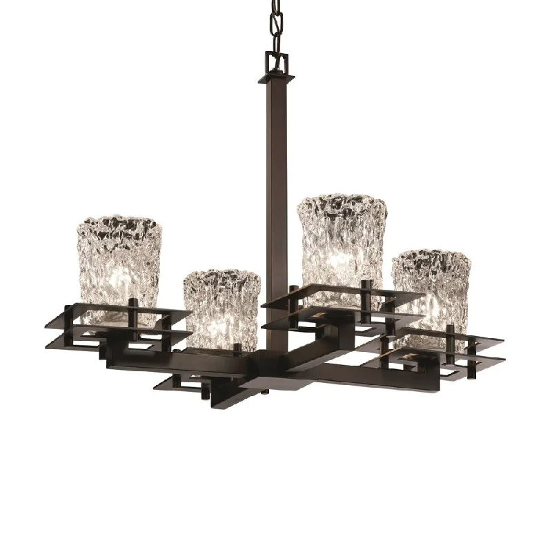 Chandeliers with Dimmable Lights for Ambiance ControlChandeliers with Dimmable Lights for Ambiance ControlJustice Design Veneto Luce Metropolis 4-light Dark Bronze Chandelier, Clear Textured Cylinder - Rippled Rim Shade