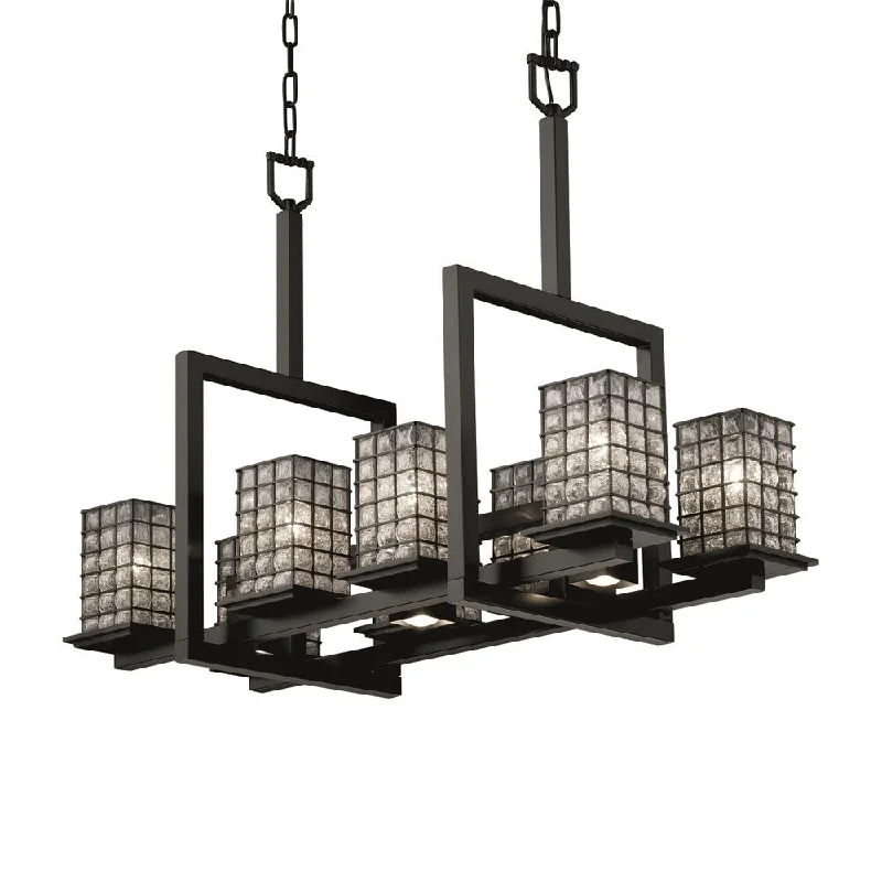 LED Chandeliers for Energy - Efficient LightingLED Chandeliers for Energy - Efficient LightingJustice Design Wire Glass Montana 8-up and 3-downlight Matte Black Chandelier, Grid with Clear Bubbles Square Shade