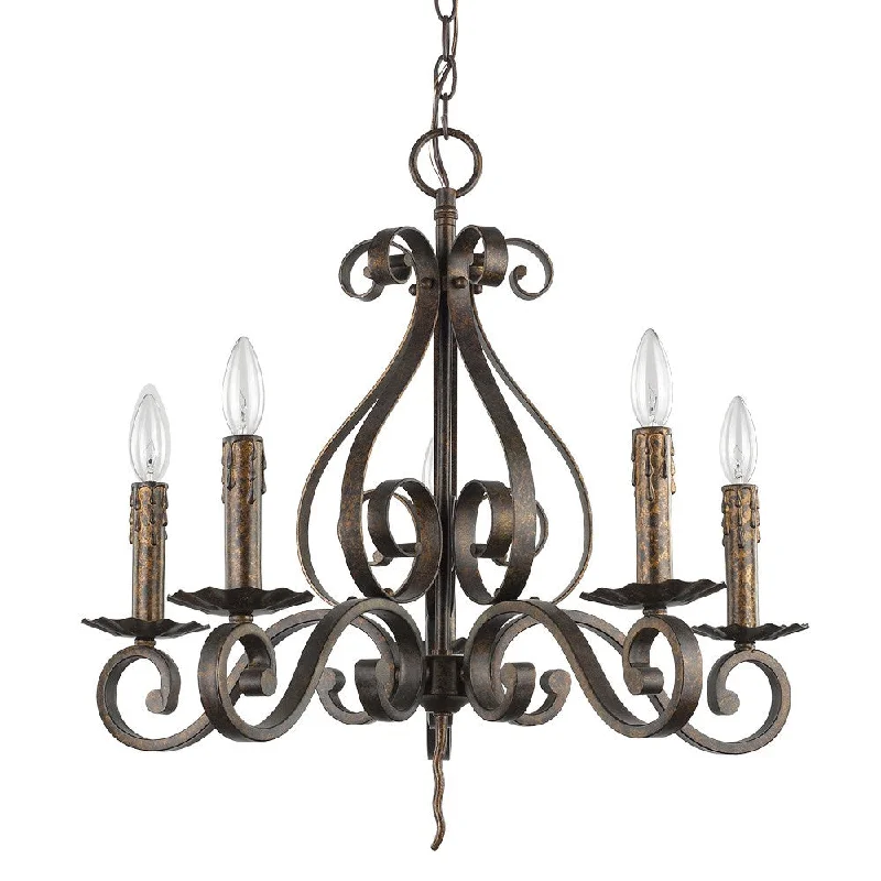 Chandeliers with Metal Frames in Silver FinishChandeliers with Metal Frames in Silver FinishLydia 5-Light Russet Chandelier With Melted Wax Tapers By Homeroots