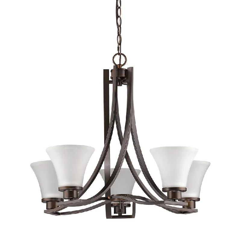 Rustic Wood Chandeliers for Country - Style HousesRustic Wood Chandeliers for Country - Style HousesMia 5-Light Oil-Rubbed Bronze Chandelier With Etched Glass Shades By Homeroots