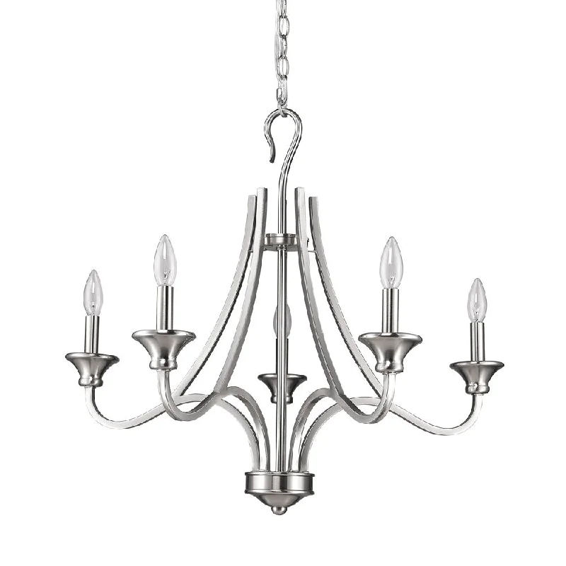 Chandeliers with Adjustable Height for Custom InstallationChandeliers with Adjustable Height for Custom InstallationMichelle 5-Light Satin Nickel Chandelier By Homeroots