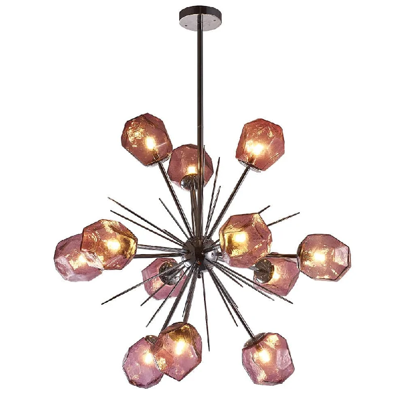 Chandeliers with Dimmable Lights for Ambiance ControlChandeliers with Dimmable Lights for Ambiance ControlModern Chandelier Sputnik Grey Iron Frame Clear Purple Glass